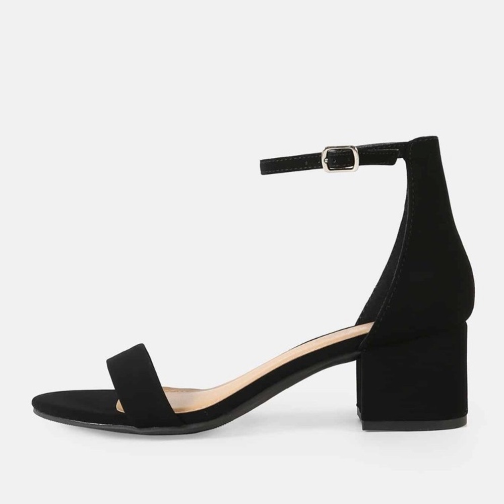 Nubuck Ankle Strap Low Heel Sandals
